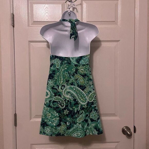 Land’s End Size 4 Tankini Bikini Mini Dress Paisley Print Green Black - Picture 6 of 7
